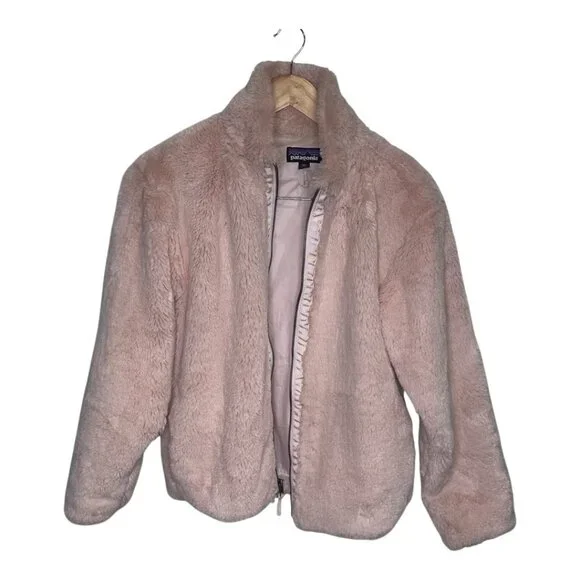 Patagonia Women’s Furry Fleece Jacket XXL (Jr) Pink Blush Full Zip - Picture 2 of 7